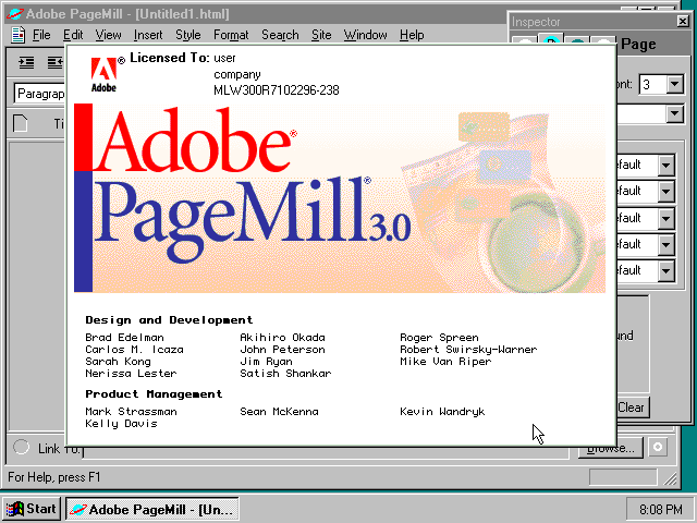 Adobe PageMill 3.0 - About